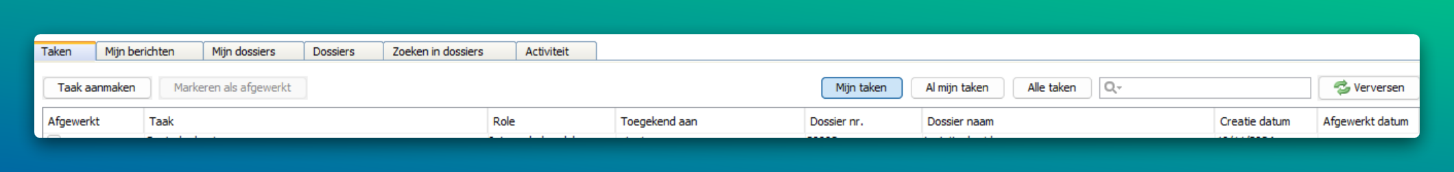 Layout takenlijst